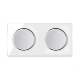 OneKeyElectro 2x Lichtschalter 1fach + Glas-Abdeckrahmen 2fach waagerecht, Komplette Schaltlösung, Schalter-Set, rund, Unterputz, Schutzart IP20, 230V/16A - weiß