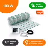 WARMON elektrische Fußbodenheizung für Fliesen: Zweiader-Heizmatte ultradünn, Festwiderstandsheizkabel EcoPRO-100 mit Thermostat MCS 750 WIFI Touch weiß 10 m²