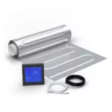 WARMON elektrische Fußbodenheizung für Laminat: Zweiader-Heizmatte mit Aluminiumfolie AluPro-80 (80 W/m²) mit Thermostat MCS 450 Touch schwarz 10 m²