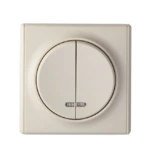 OneKeyElectro Set: Doppel-Kontrollschalter 2fach mit Florence Abdeckrahme, Kontrollschalter mit LED-Glimmlampe, Unterputz, matt-Antifingerprint, Schutzart IP20 - beige