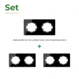 OneKeyElectro Set: 3х Garda Glas- Abdeckrahmen Set, Abdeckrahmen (2fach, waagerecht) für Lichtschalter oder Steckdose, Unterputz, matt- antifingerprint - schwarz