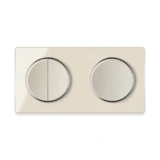 OneKeyElectro Design-Serienschalter2 fach + Lichtschalter 1fach + Glas-Abdeckrahmen 2fach waagerecht, Komplette Schaltlösung, Schalter-Set, rund, Unterputz, Schutzart IP20, 230V/16A - beige