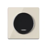 OneKeyElectro Design-Kontrollschalter schwarz mit Glas-Abdeckrahmen beige, LED-Glimmlampe, Garda Line, 1fach, 1 Weg, Unterputz, Schutzart IP20, 230V/16A