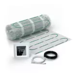WARMON elektrische Fußbodenheizung für Fliesen: Zweiader-Heizmatte ultradünn, Festwiderstandsheizkabel EcoPRO-100 mit Thermostat TP 750 Touch weiß