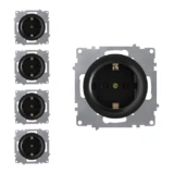 OneKeyElectro Set: 5x Schuko-Steckdosen Set, Steckdose mit Schraubklemmen und Erdung, 230V/16A, Schutzart IP20, gute Wärmebeständigkeit - schwarz