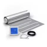 WARMON elektrische Fußbodenheizung für Laminat: Zweiader-Heizmatte mit Aluminiumfolie AluPro-150 (150 W/m²) mit Thermostat MCS 450 WIFI Touch weiß 9 m²