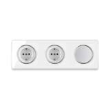 OneKeyElectro 2x Schuko-Steckdose + Lichtschalter einfach + elegantem Garda Glas-Abdeckrahmen 3fach, waagerecht, Schraubklemmen, 230V/16A, Schutzart IP20, gute Wärmebeständigkeit, - weiß