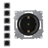 OneKeyElectro Set: 7x Schuko-Steckdosen Set, Steckdose mit Schraubklemmen und Erdung, 230V/16A, Schutzart IP20, gute Wärmebeständigkeit - schwarz