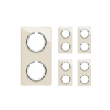 OneKeyElectro Set: 5х Garda Glas- Abdeckrahmen Set, Abdeckrahmen (2fach, senkrecht) für Lichtschalter oder Steckdose, Unterputz, matt- antifingerprint - beige