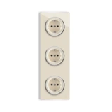 OneKeyElectro 3x Schuko-Steckdose und  elegantem Garda Glas-Abdeckrahmen 3fach, senkrecht, Schraubklemmen, 230V/16A, Schutzart IP20, gute Wärmebeständigkeit,  - beige