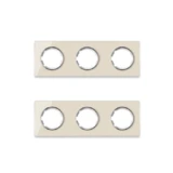OneKeyElectro Set: 2х Garda Glas- Abdeckrahmen Set, Abdeckrahmen (3fach, waagerecht) für Lichtschalter oder Steckdose, Unterputz, matt- antifingerprint - beige