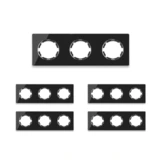 OneKeyElectro Set: 5х Garda Glas- Abdeckrahmen Set, Abdeckrahmen (3fach, waagerecht) für Lichtschalter oder Steckdose, Unterputz, matt- antifingerprint - schwarz
