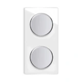 OneKeyElectro 2x Lichtschalter 1fach + Glas-Abdeckrahmen 2fach senkrecht, Komplette Schaltlösung, Schalter-Set, rund, Unterputz, Schutzart IP20, 230V/16A - weiß