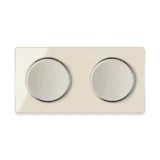 OneKeyElectro 2x Lichtschalter 1fach + Glas-Abdeckrahmen 2fach waagerecht, Komplette Schaltlösung, Schalter-Set, rund, Unterputz, Schutzart IP20, 230V/16A - beige