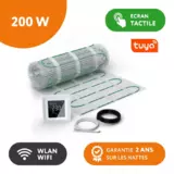 WARMON elektrische Fußbodenheizung für Fliesen: Zweiader-Heizmatte ultradünn, Festwiderstandsheizkabel EcoPRO-200 mit Thermostat MCS 750 WIFI Touch weiß