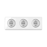 OneKeyElectro 3x Schuko-Steckdose und elegantem Garda Glas-Abdeckrahmen 3fach, waagerecht, Schraubklemmen, 230V/16A, Schutzart IP20, gute Wärmebeständigkeit, - weiß