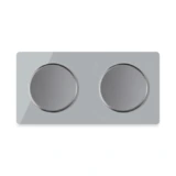 OneKeyElectro 2x Lichtschalter 1fach + Glas-Abdeckrahmen 2fach waagerecht, Komplette Schaltlösung, Schalter-Set, rund, Unterputz, Schutzart IP20, 230V/16A - grau
