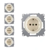 OneKeyElectro Set: 5x Schuko-Steckdosen Set, Steckdose mit Schraubklemmen und Erdung, 230V/16A, Schutzart IP20, gute Wärmebeständigkeit - beige
