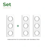 OneKeyElectro Set: 3х Garda Glas- Abdeckrahmen Set, Abdeckrahmen (3fach, senkrecht) für Lichtschalter oder Steckdose, Unterputz, matt- antifingerprint - weiß