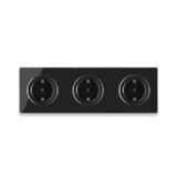 OneKeyElectro 3x Schuko-Steckdose und  elegantem Garda Glas-Abdeckrahmen 3fach, waagerecht, Schraubklemmen, 230V/16A, Schutzart IP20, gute Wärmebeständigkeit,  - schwarz
