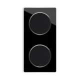 OneKeyElectro 2x Lichtschalter 1fach + Glas-Abdeckrahmen 2fach senkrecht, Komplette Schaltlösung, Schalter-Set, rund, Unterputz, Schutzart IP20, 230V/16A - schwarz