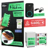 SOLARWAY 15kW Solaranlage mit Speicher – Elektromobilität Komplettset (36x bifaziale Panels), Deye SUN-12K-SG04LP3 (12 kW Ausgang), Go-e 11 kW Wallbox + Controller, Deye 15 kWh Speicher, inkl. Montagesystem, App & WiFi | BAFA KfW 442 konform