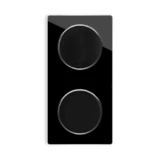 OneKeyElectro Design-Serienschalter2 fach + Lichtschalter 1fach + Glas-Abdeckrahmen 2fach senkrecht, Komplette Schaltlösung, Schalter-Set, rund, Unterputz, Schutzart IP20, 230V/16A - schwarz