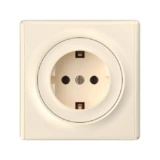 OneKeyElectro Set: Schuko-Steckdose mit Florence Abdeckrahme, Steckdose mit Schraubklemmen und Erdung, 230V/16A, Schutzart IP20, gute Wärmebeständigkeit - beige