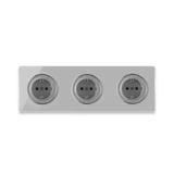 OneKeyElectro 3x Schuko-Steckdose und  elegantem Garda Glas-Abdeckrahmen 3fach, waagerecht, Schraubklemmen, 230V/16A, Schutzart IP20, gute Wärmebeständigkeit,  - grau