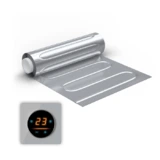 Elektrische Fußbodenheizung: Zweiader-Heizmatte mit Aluminiumfolie WARMON ALU 150 W/m² mit WiFi-Thermostat OKE-25 Touch und grauem Garda Glass-Abdeckrahmen - 3,5 m²