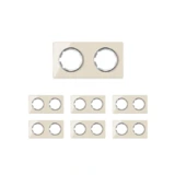 OneKeyElectro Set: 7х Garda Glas- Abdeckrahmen Set, Abdeckrahmen (2fach, waagerecht) für Lichtschalter oder Steckdose, Unterputz, matt- antifingerprint - beige