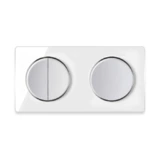 OneKeyElectro Design-Serienschalter2 fach + Lichtschalter 1fach + Glas-Abdeckrahmen 2fach waagerecht, Komplette Schaltlösung, Schalter-Set, rund, Unterputz, Schutzart IP20, 230V/16A - weiß