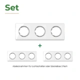 OneKeyElectro Set: 3х Garda Glas- Abdeckrahmen Set, Abdeckrahmen (3fach, waagerecht) für Lichtschalter oder Steckdose, Unterputz, matt- antifingerprint - weiß