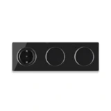 OneKeyElectro Schuko-Steckdose + 2x Lichtschalter einfach + elegantem Garda Glas-Abdeckrahmen 3fach, waagerecht, Schraubklemmen, 230V/16A, Schutzart IP20, gute Wärmebeständigkeit,  - schwarz