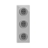 OneKeyElectro 3x Schuko-Steckdose und  elegantem Garda Glas-Abdeckrahmen 3fach, senkrecht, Schraubklemmen, 230V/16A, Schutzart IP20, gute Wärmebeständigkeit,  - grau