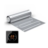Elektrische Fußbodenheizung: Zweiader-Heizmatte mit Aluminiumfolie WARMON ALU 150 W/m² mit WiFi-Thermostat OKE-25 Touch und schwarzem Garda Glass-Abdeckrahmen - 2 m²