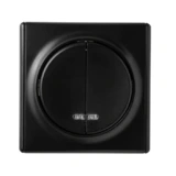 OneKeyElectro Set: Doppel-Kontrollschalter 2fach mit Florence Abdeckrahme, Kontrollschalter mit LED-Glimmlampe, Unterputz, matt-Antifingerprint, Schutzart IP20 - schwarz