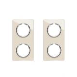 OneKeyElectro Set: 2х Garda Glas- Abdeckrahmen Set, Abdeckrahmen (2fach, senkrecht) für Lichtschalter oder Steckdose, Unterputz, matt- antifingerprint - beige