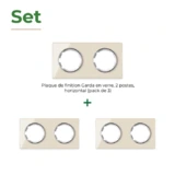 OneKeyElectro Set: 3х Garda Glas- Abdeckrahmen Set, Abdeckrahmen (2fach, waagerecht) für Lichtschalter oder Steckdose, Unterputz, matt- antifingerprint - beige