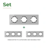 OneKeyElectro Set: 3х Garda Glas- Abdeckrahmen Set, Abdeckrahmen (3fach, waagerecht) für Lichtschalter oder Steckdose, Unterputz, matt- antifingerprint - grau