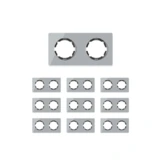 OneKeyElectro Set: 10х Garda Glas- Abdeckrahmen Set, Abdeckrahmen (2fach, waagerecht) für Lichtschalter oder Steckdose, Unterputz, matt- antifingerprint - grau