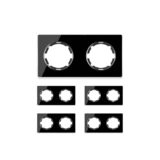 OneKeyElectro Set: 5х Garda Glas- Abdeckrahmen Set, Abdeckrahmen (2fach, waagerecht) für Lichtschalter oder Steckdose, Unterputz, matt- antifingerprint - schwarz