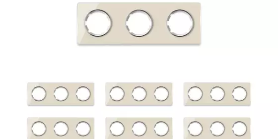 OneKeyElectro Set: 7х Garda Glas- Abdeckrahmen Set, Abdeckrahmen (3fach, waagerecht) für Lichtschalter oder Steckdose, Unterputz, matt- antifingerprint - beige ansehen