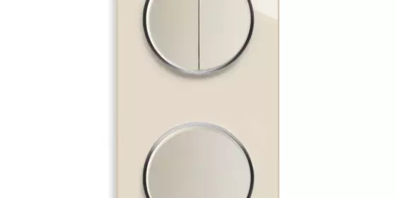 OneKeyElectro Design-Serienschalter2 fach + Lichtschalter 1fach + Glas-Abdeckrahmen 2fach senkrecht, Komplette Schaltlösung, Schalter-Set, rund, Unterputz, Schutzart IP20, 230V/16A - beige ansehen