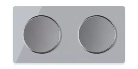 OneKeyElectro 2x Lichtschalter 1fach + Glas-Abdeckrahmen 2fach waagerecht, Komplette Schaltlösung, Schalter-Set, rund, Unterputz, Schutzart IP20, 230V/16A - grau ansehen