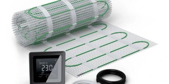 WARMON elektrische Fußbodenheizung für Fliesen: Zweiader-Heizmatte ultradünn, Festwiderstandsheizkabel EcoPRO-150  mit Thermostat TP 750 Touch schwarz 12 m² ansehen