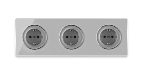 OneKeyElectro 3x Schuko-Steckdose und  elegantem Garda Glas-Abdeckrahmen 3fach, waagerecht, Schraubklemmen, 230V/16A, Schutzart IP20, gute Wärmebeständigkeit,  - grau ansehen