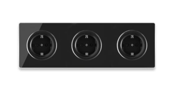 OneKeyElectro 3x Schuko-Steckdose und  elegantem Garda Glas-Abdeckrahmen 3fach, waagerecht, Schraubklemmen, 230V/16A, Schutzart IP20, gute Wärmebeständigkeit,  - schwarz ansehen