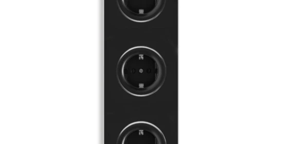 OneKeyElectro 3x Schuko-Steckdose und  elegantem Garda Glas-Abdeckrahmen 3fach, senkrecht, Schraubklemmen, 230V/16A, Schutzart IP20, gute Wärmebeständigkeit,  - schwarz ansehen