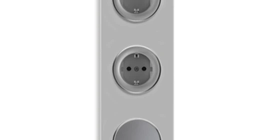 OneKeyElectro 2x Schuko-Steckdose + Lichtschalter einfach + elegantem Garda Glas-Abdeckrahmen 3fach, senktrecht, Schraubklemmen, 230V/16A, Schutzart IP20, gute Wärmebeständigkeit,  - grau ansehen